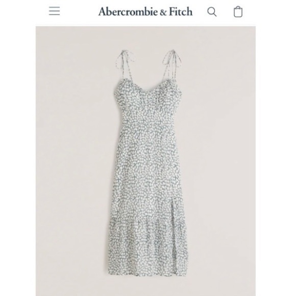 Abercrombie Tie Strap Ruched Midi Dress